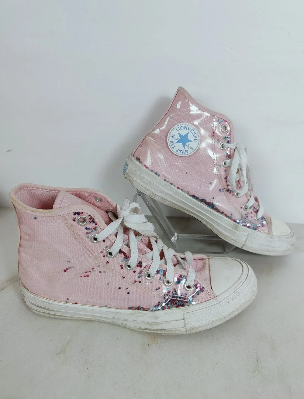 Converse Girls' Chuck Taylor All Star Confetti High Top Sneakers, Pink, Sz 5